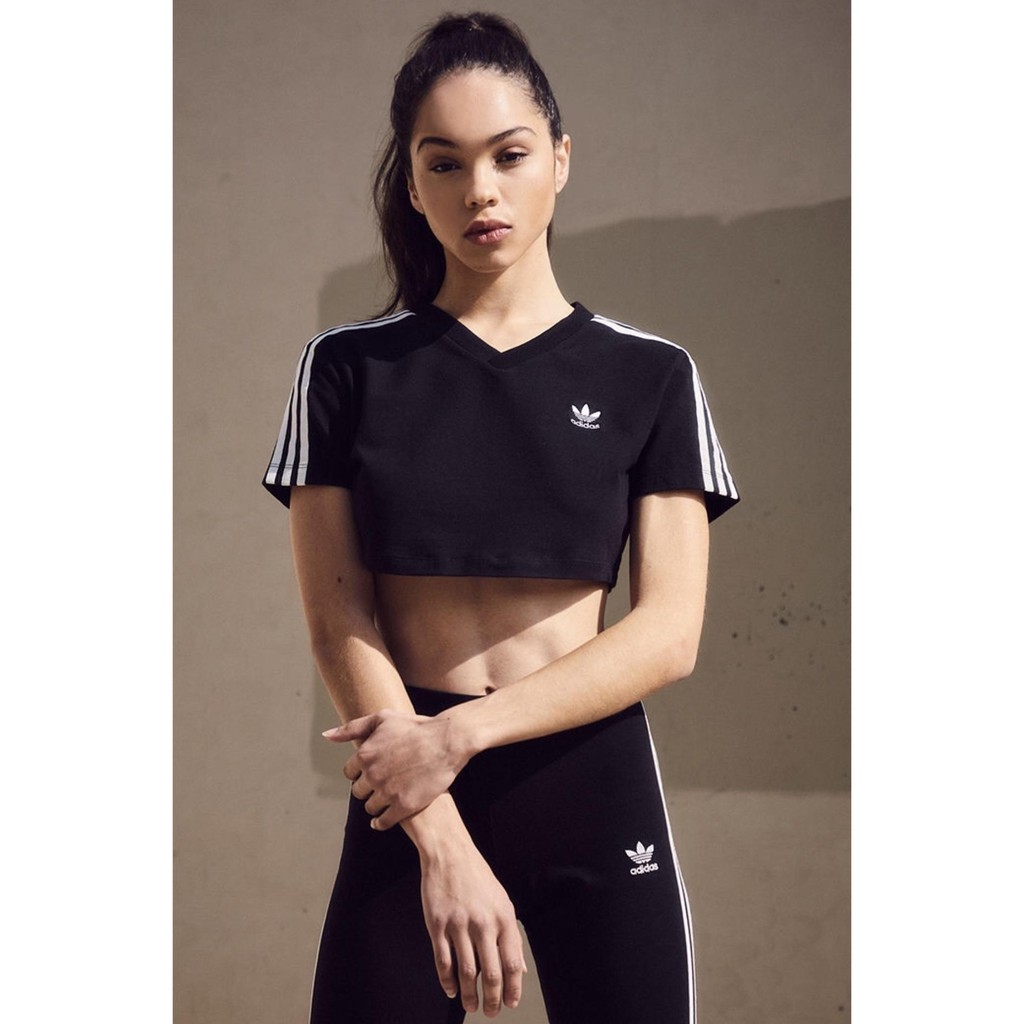 (HÀNG XẤT XỊN) Áo croptop das 864 đen 3 sọc đơn giản