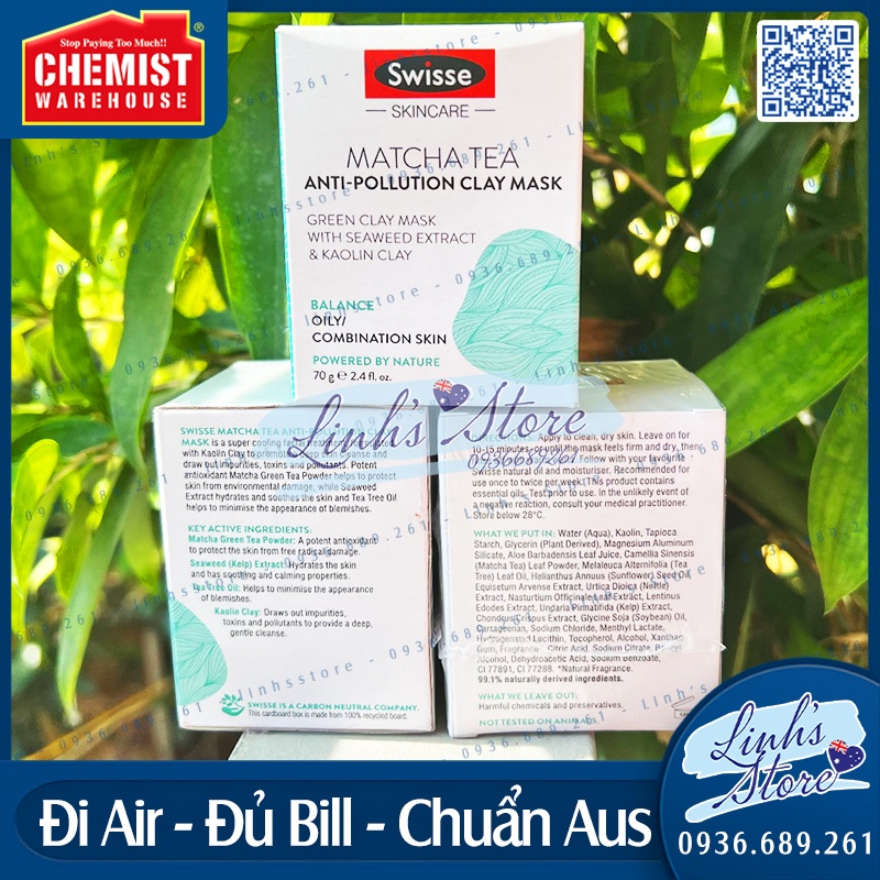 70g - Mặt nạ thải độc Swisse Skincare Manuka Honey Detoxifying Facial Clay Mask 💙 Chemist Warehouse - Úc