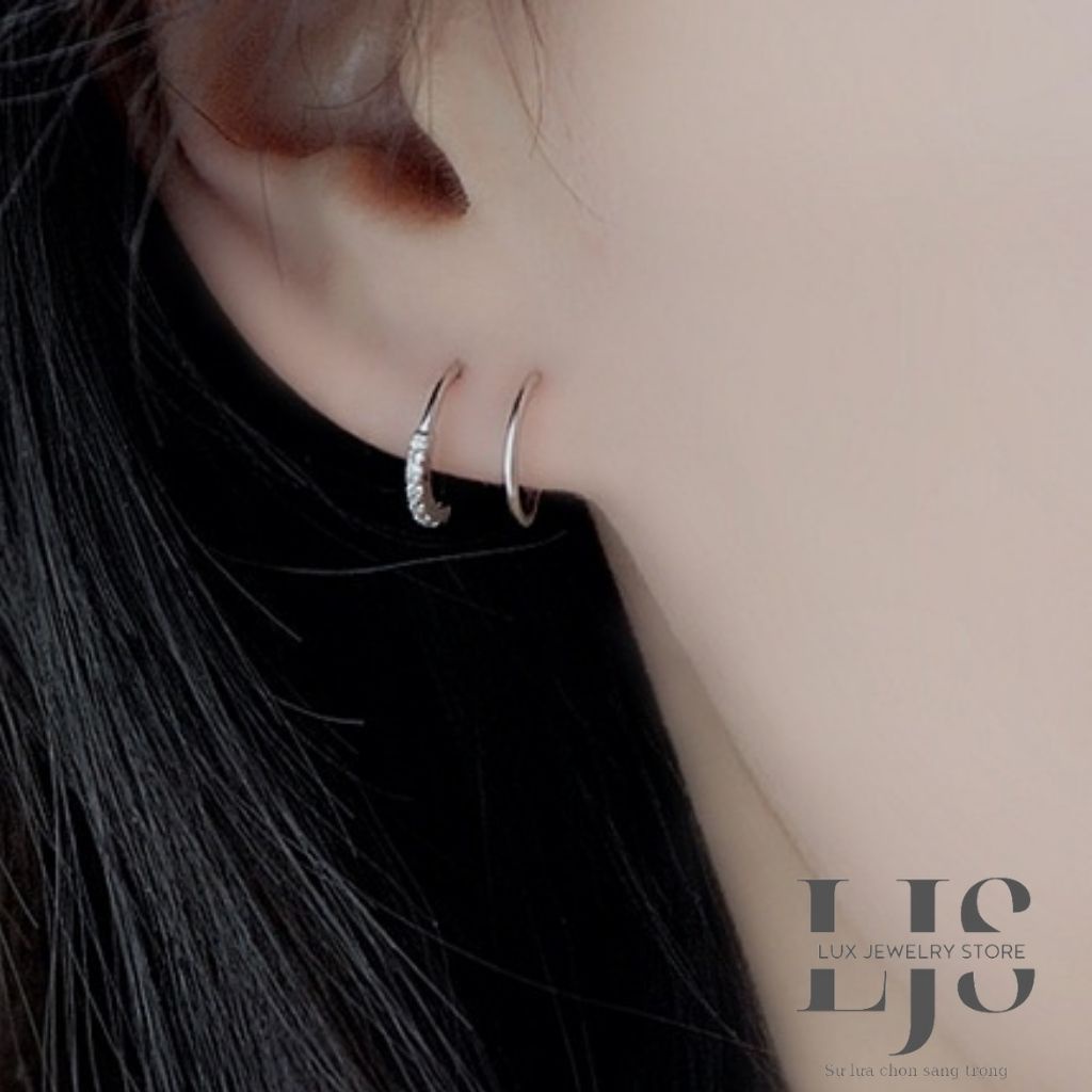 Khuyên tai mạ bạc không gỉ Lux Jewelry, bông tai kiểu xoắn đính đá giá rẻ - LUX773