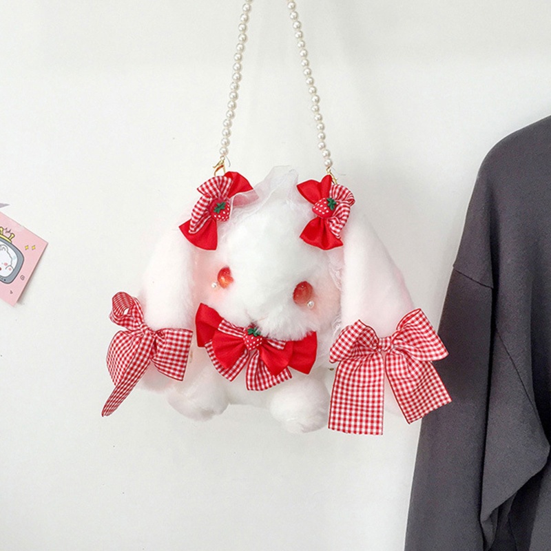 XIXI Túi Đeo Chéo Hình Thỏ Nhồi Bông Đính Nơ Phong Cách Lolita Dễ Thương Dành Cho Bé Gái
