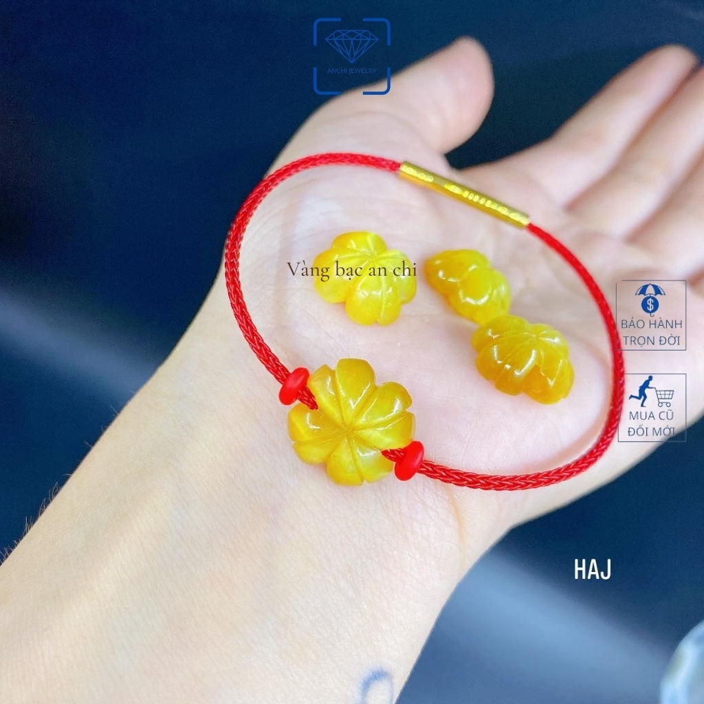 Vòng tay cỏ 4 lá đá mắt hổ phong thuỷ mệnh thổ / kim. Anchi jewelry