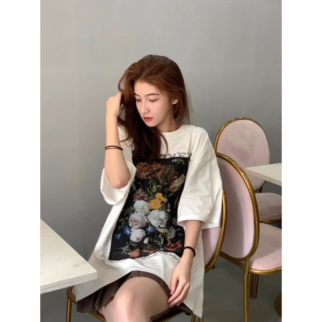 Porozi Áo thun  tay ngắn cổ tròn in họa tiết phong cách Hàn Quốc thời trang dành cho nữ