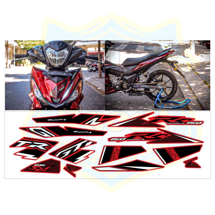 ( Quí khách vui lòng mang ra tiệm cho thợ dán ) Tem winner RS tổ ong đỏ đen