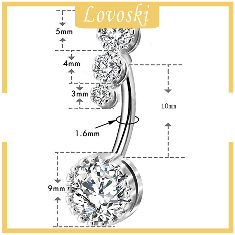 Khuyên Rốn Đính Đá Bằng Thép Y Tế