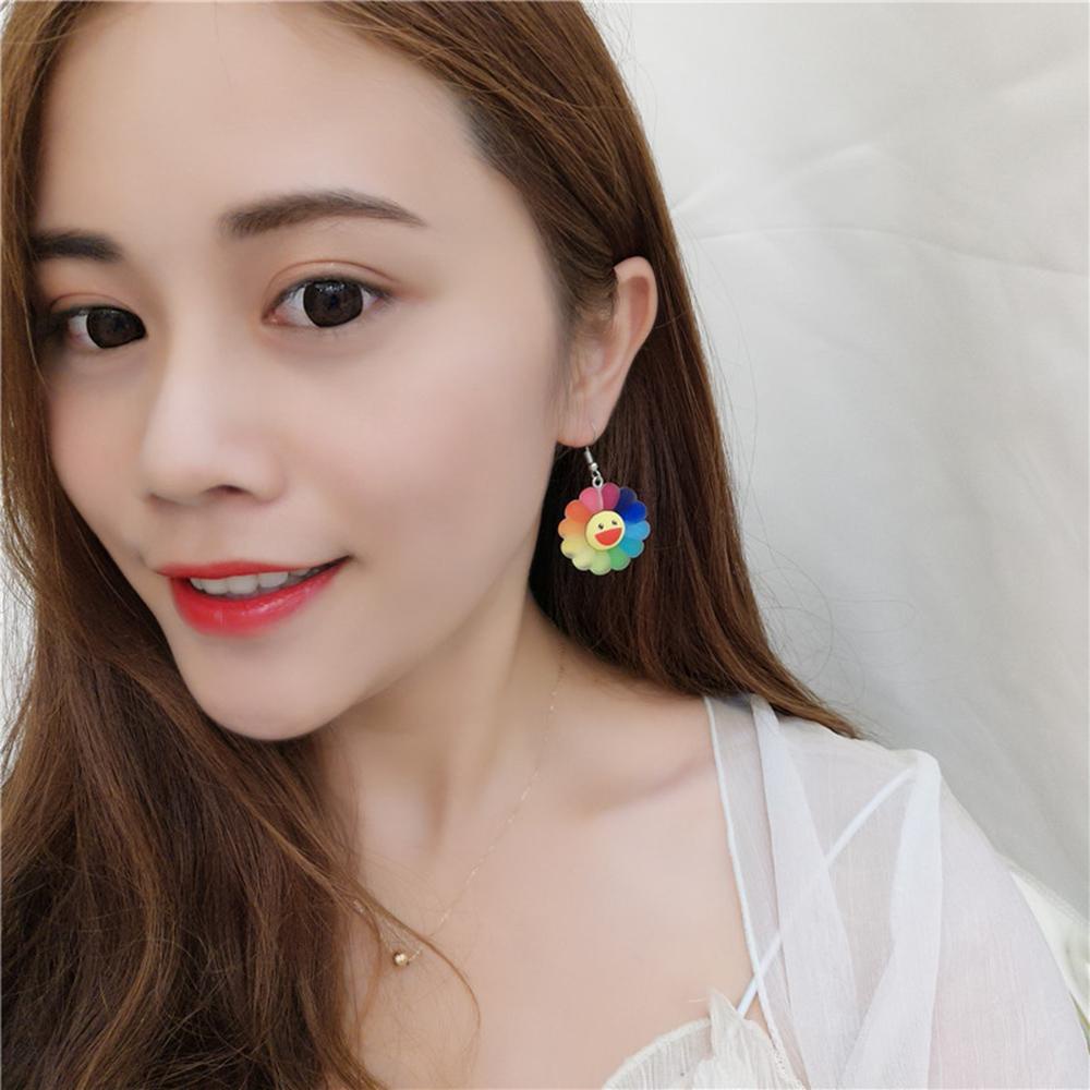 Kẹp Tóc Hình Hoa Hướng Dương Màu Sắc Cầu Vồng Xinh Xắn Thời Trang