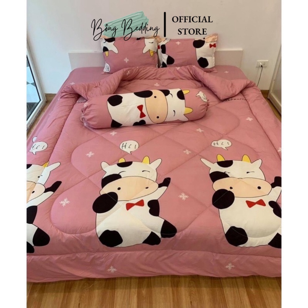 Bộ Chăn Ga Gối Chăn Chần Bông Cotton Poly Nhiều Mẫu, Tặng Kèm Vỏ Gối Ôm | BigBuy360 - bigbuy360.vn