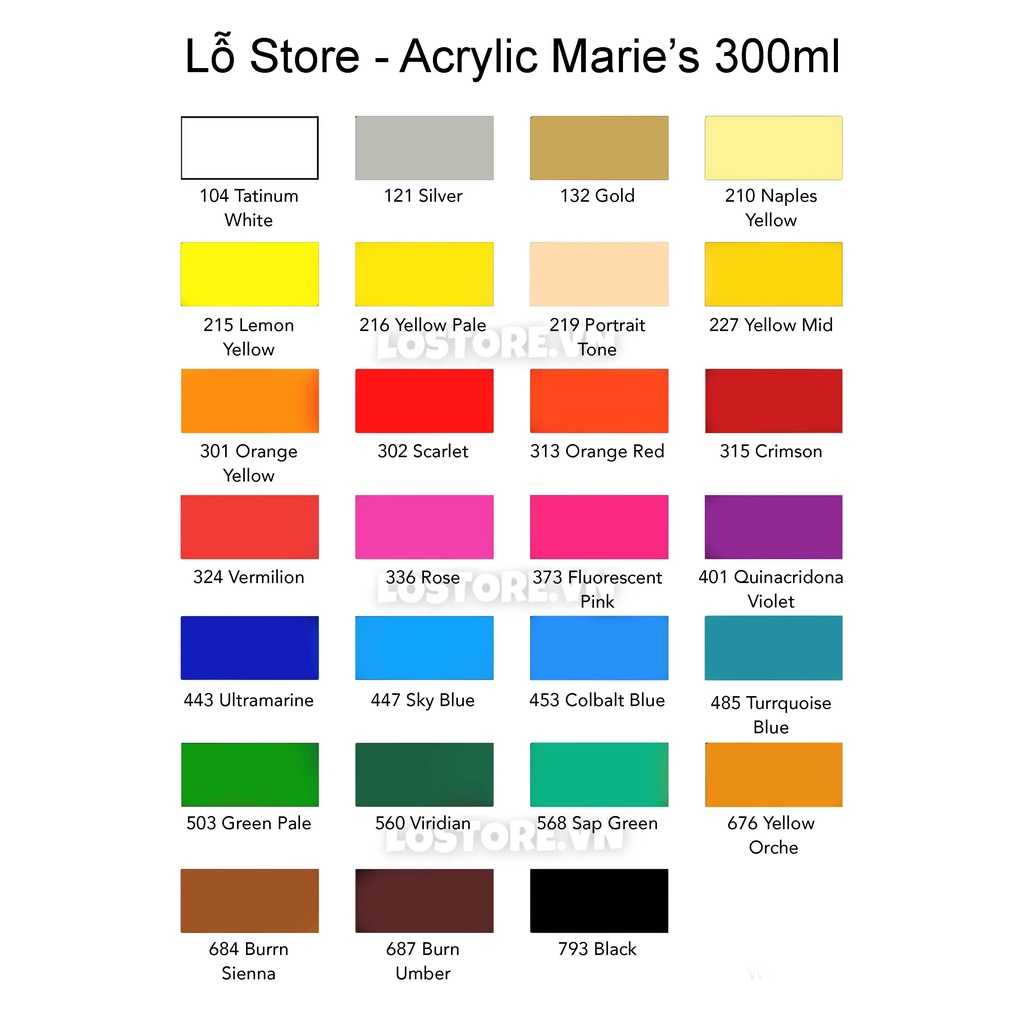 [ LỖ STORE ] Màu Acrylic Marie's 300ml