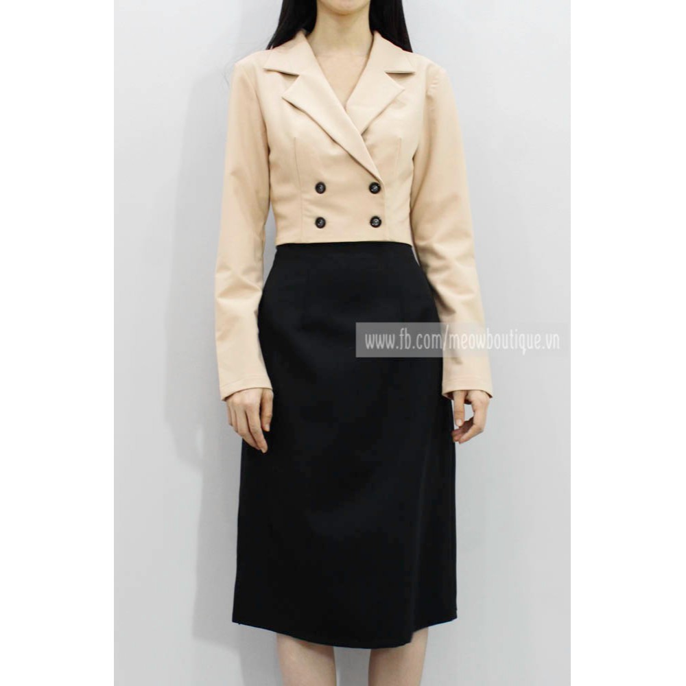 [Mã FADIRECT20 giảm 20K đơn 150K] [Hình thật tự chụp] Váy Công Sở Form A Dài Xẻ 1 bên hông Meow Boutique | BigBuy360 - bigbuy360.vn