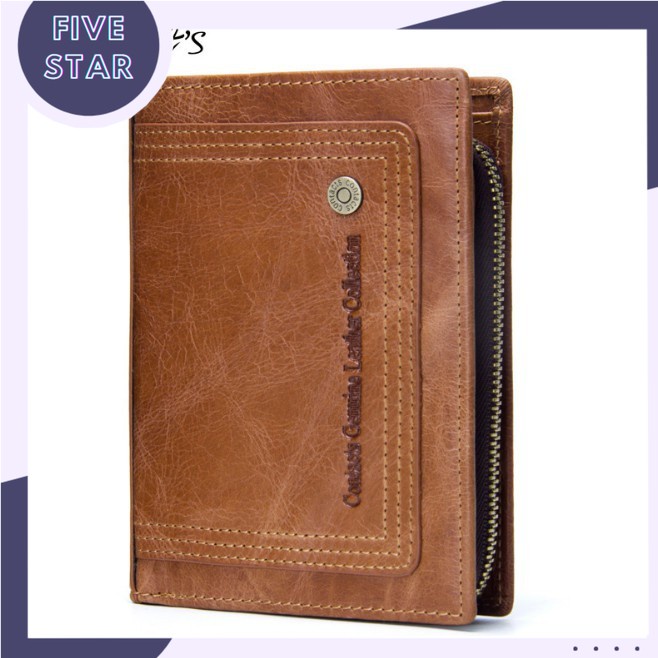 2022 Contact Men Wallet M1250 - Bảo Hành 2 Năm - Bóp Ví Đứng Dài Cầm Tay Da Ngựa Điên Women Wallet Genuine Bò - Nam