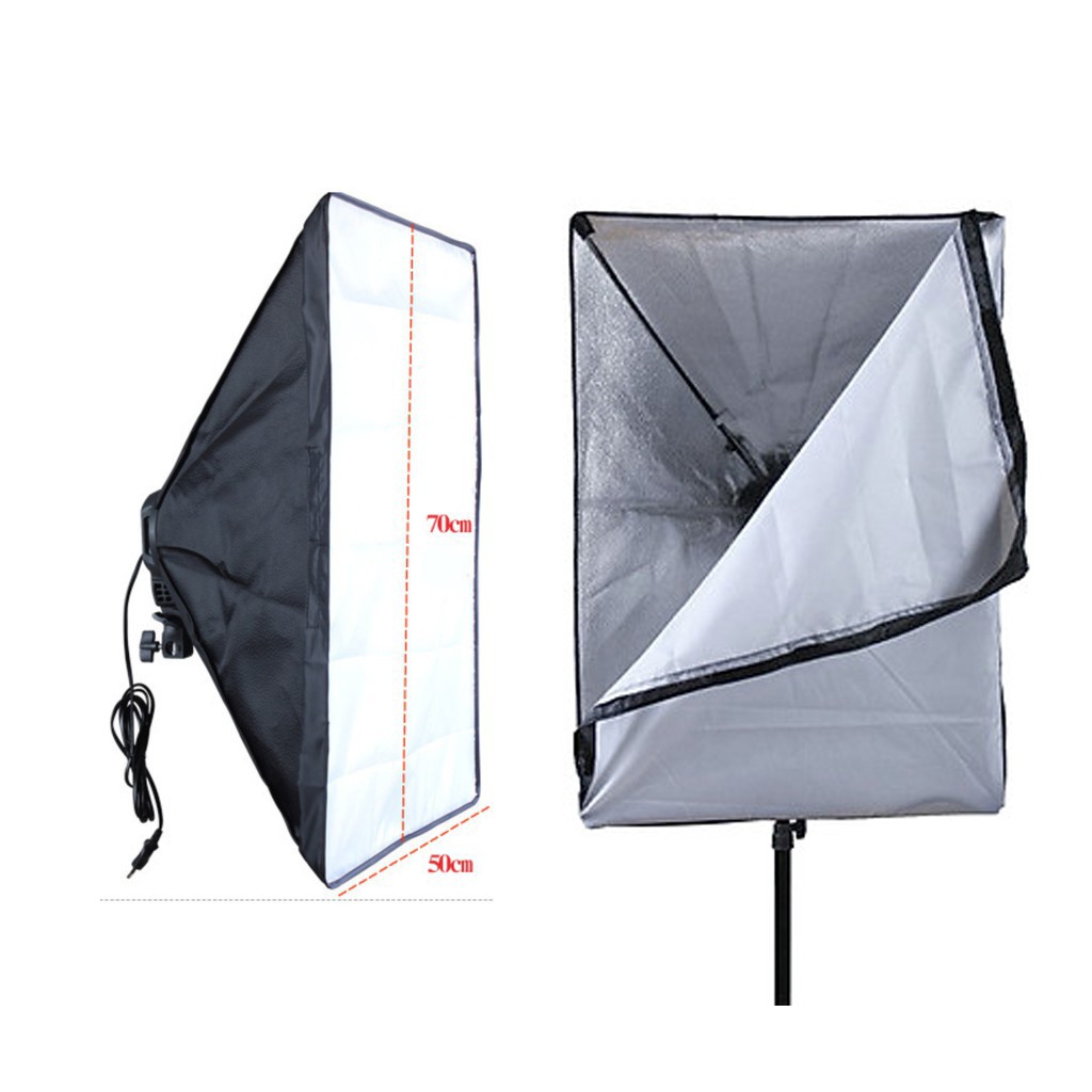 Bộ đèn studio chụp ảnh sản phẩm, quay phim, livestream chuyên nghiệp, chân cao 2m softbox 50x70cm