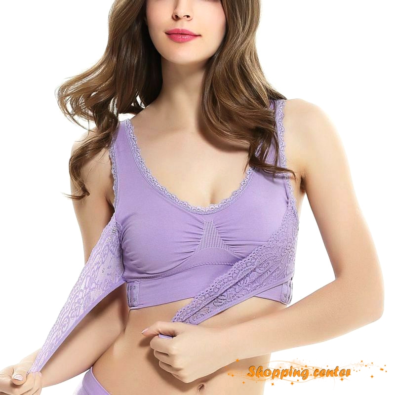 COD 1 Pcs Front Cross Side Buckle Wireless Lace Bra Breathable for Women Sport Yoga | BigBuy360 - bigbuy360.vn