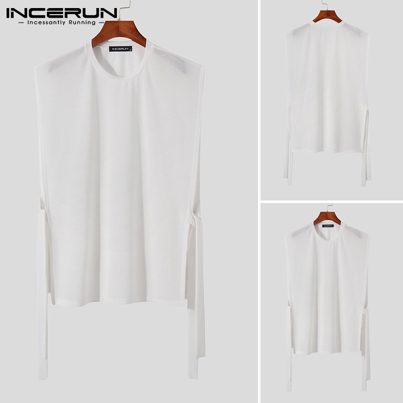 Áo thun 3 lỗ INCERUN cổ tròn màu trơn thời trang hè cho nam