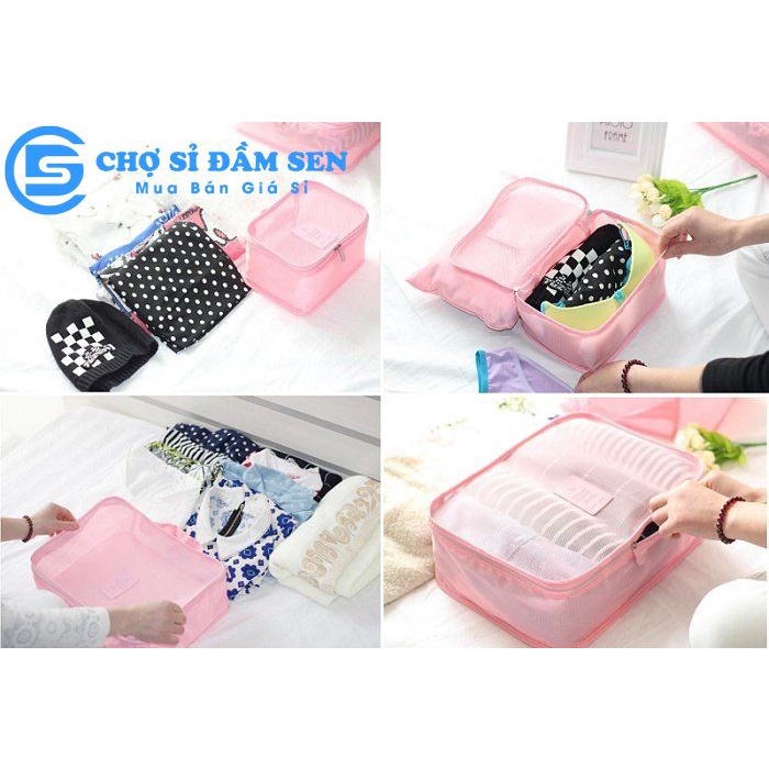 Combo 6 Túi Đựng Đồ Du Lịch nhiều size Chống Thấm túi sắp xếp quần áo đồ dùng gọn gàng trong vali  G348-6tuiDL-LL