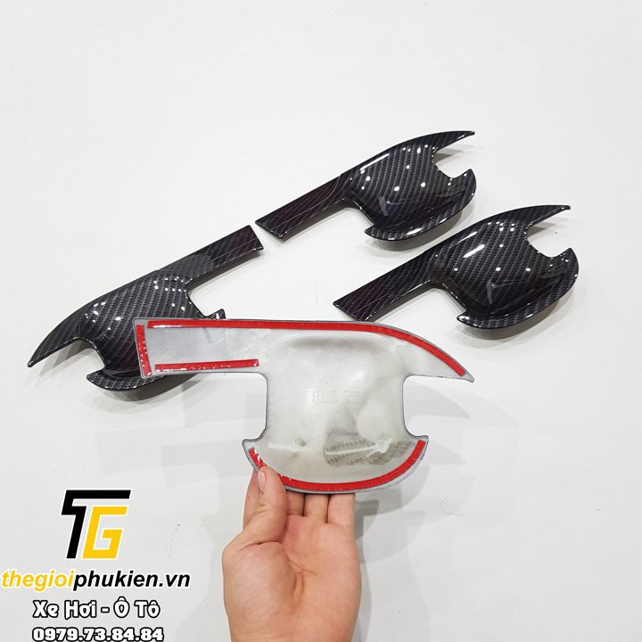 Bộ ốp tay nắm cửa không từ, ốp hõm cửa xe vân Carbon Ford Everest 2016-2021