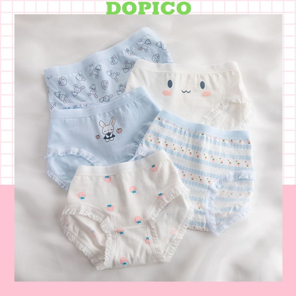 Quần lót nữ coton thấm hút mồ hôi kháng khuẩn khử mùi, quần chip nữ ren viền sexy họa tiết dễ thương gợi cảm DOPICO L805