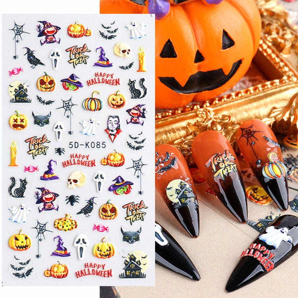 OCEANMAP Miếng Dán Trang Trí Móng Tay 5D Tự Dính Họa Tiết Đầu Lâu Ba Chiều