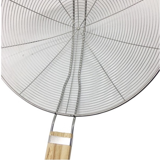 Chao, vợt inox cán gỗ cao cấp - Vợt thức ăn ráo dầu chuyên dùng vớt xương, rau củ, mì bún, đồ chiên xào 20-22-24-26-28cm