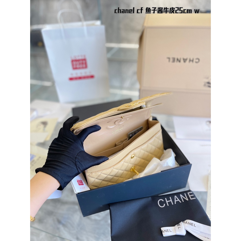 Túi xách nữ da thật Channel vân hạt, màu sắc nhã nhặn, thanh lịch