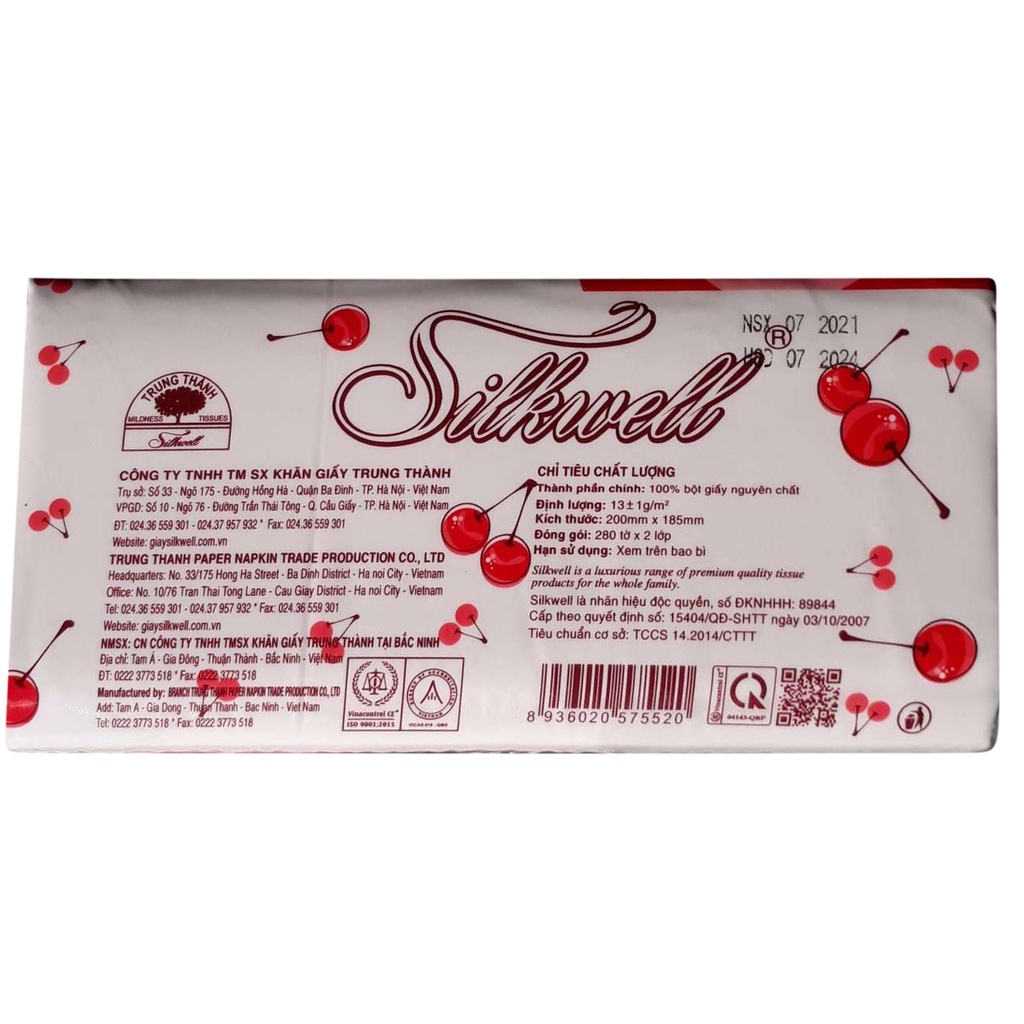 Combo 10 Gói Khăn giấy ăn rút lụa Silkwell 280 tờ 2 lớp Cherry mềm mịn