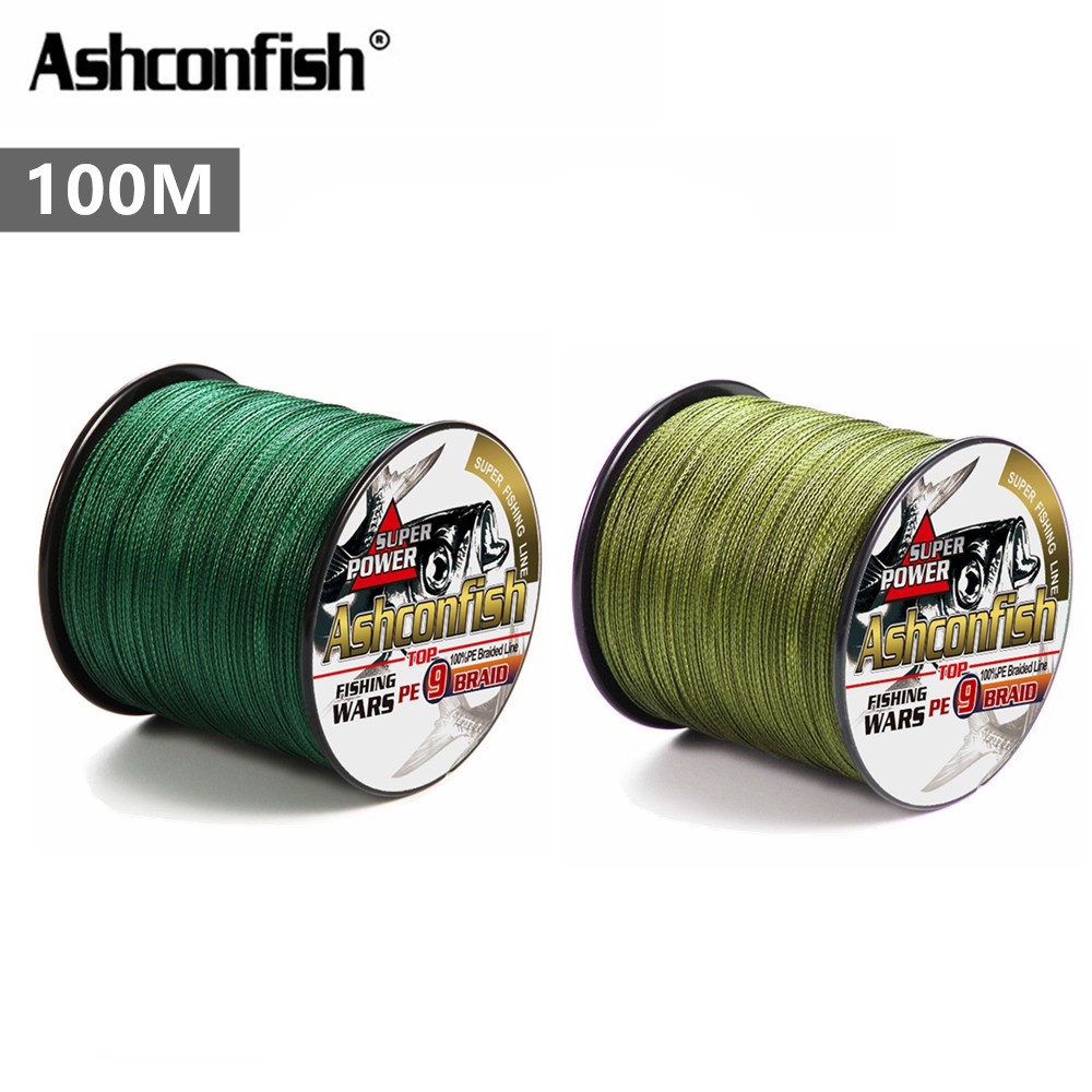 Ashconfish 9 Sợi 100M Cuộn Dây Câu Bện Cá Bằng X9 PE Siêu Bền Siêu Chắc ĐỦ SIZE Màu Xanh Lá