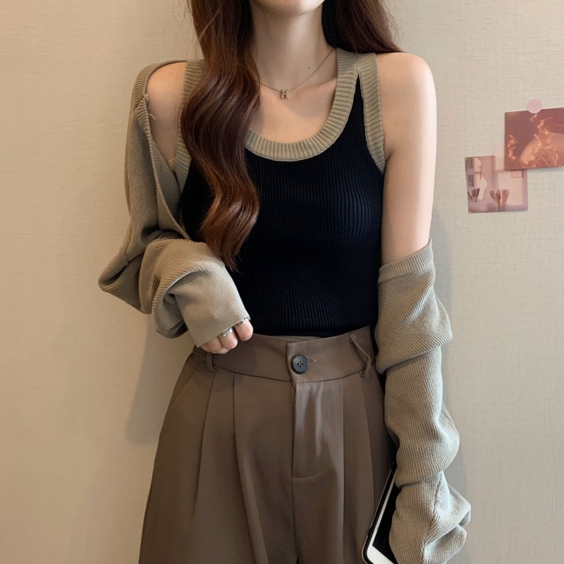 Set 2 áo ZHELIHANGFEI dệt kim lưng cao phong cách quyến rũ