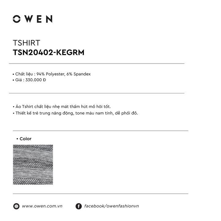 XẢ HOT (Đủ Size) . Áo thun cộc tay nam Owen TSN20402 -  Áo phông nam Cực Đẹp . . 002 👈 ⇤ . ❚❚ : ' : ' : " ₁ . ) '