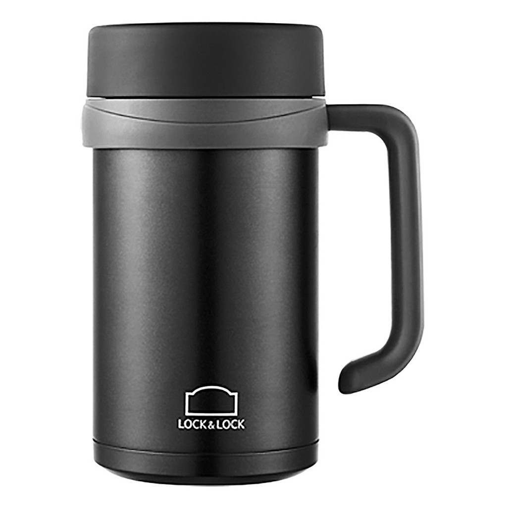 Ca Giữ Nhiệt Basic Table Mug Lock&amp;Lock LHC9002 500ml - Đen/Đỏ - Hàng Chính Hãng