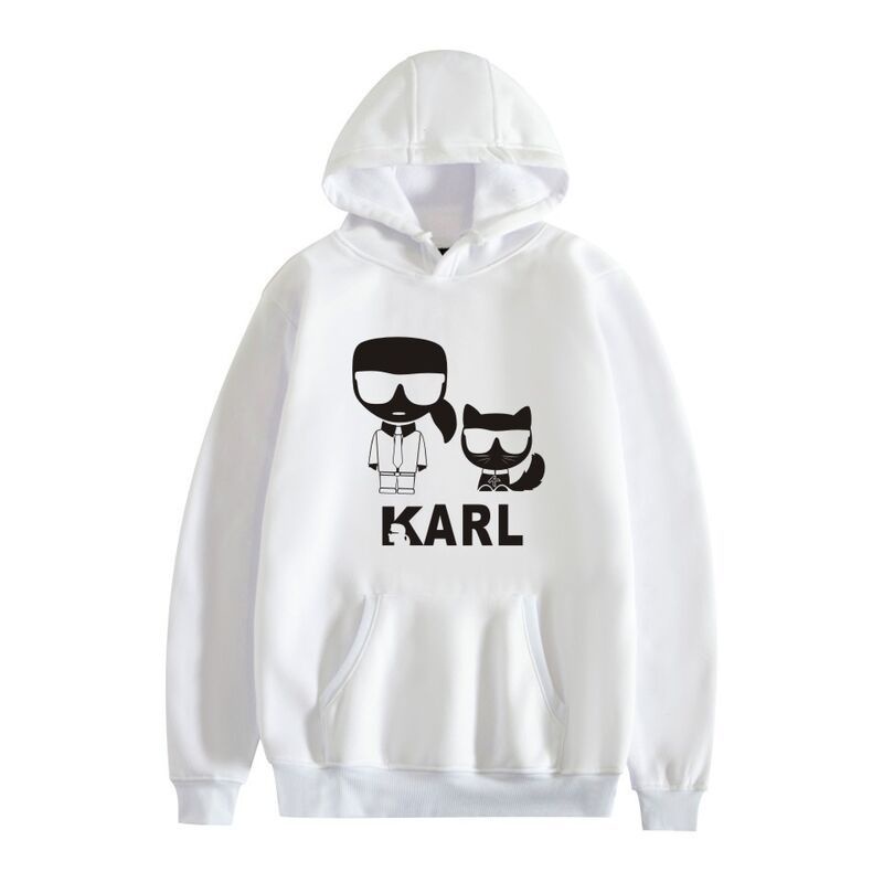 Áo Sweater Cotton Chui Đầu Cỡ Lớn In Họa Tiết Chân Dung Karl Lagerfeld Thời Trang Cho Cặp Đôi 056