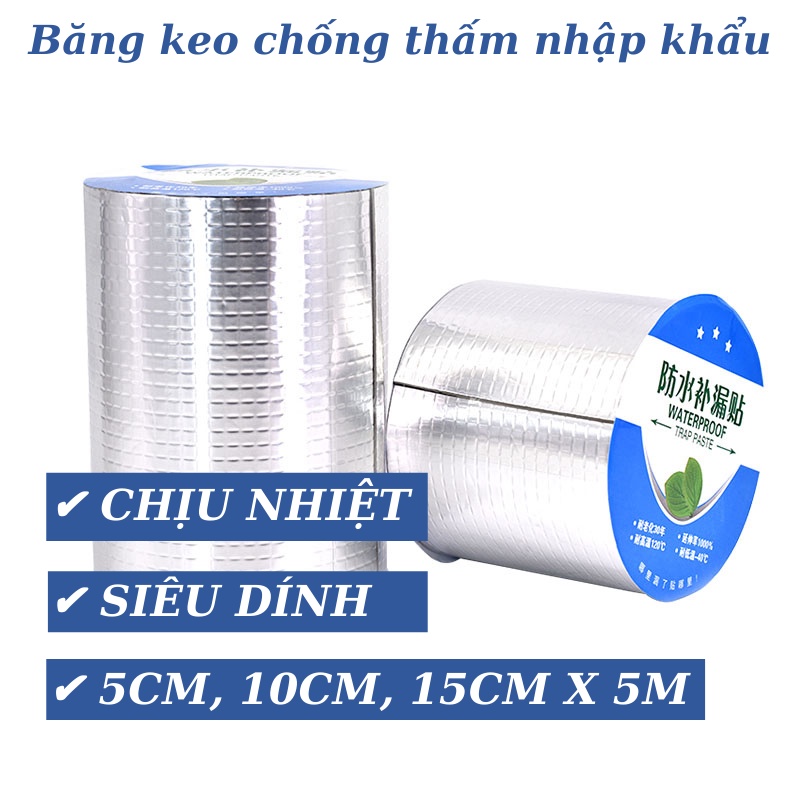 Băng keo chống thấm chống dột siêu dính 10cm x 5m, Keo dính cực kỳ chắc trên mọi chất liệu