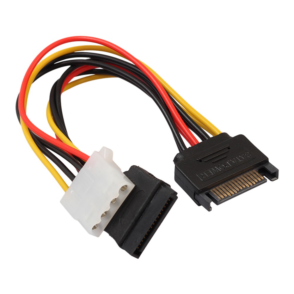 Dây cáp nguồn giắc 15pin SATA sang cổng 4Pin IDE Molex+15Pin SATA