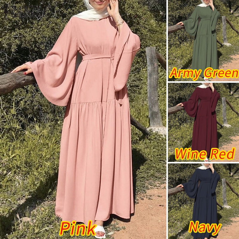 Đầm maxi ZANZEA tay cánh dơi cổ tròn dành cho nữ