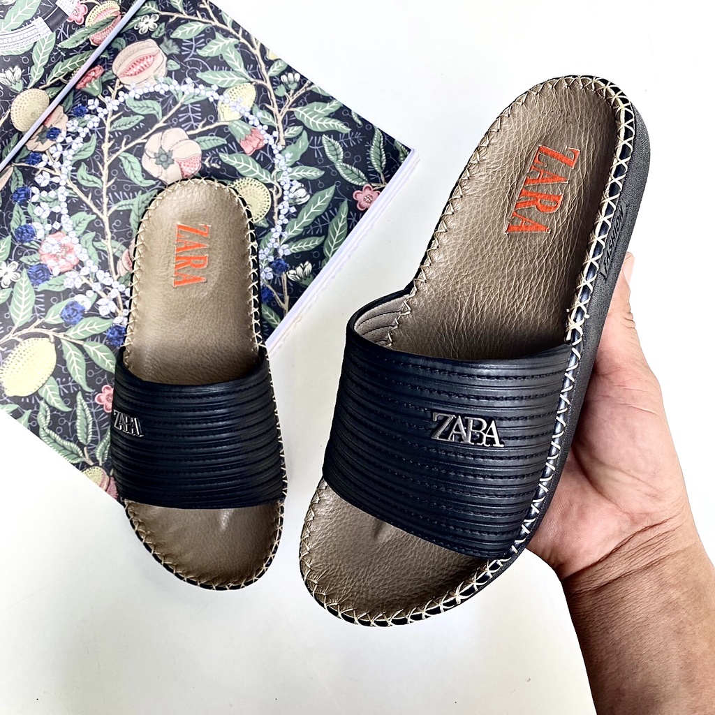 Dép nam ZARA quai ngang da bò thật 100%, siêu bền bỉ êm chân chất lượng cao cấp