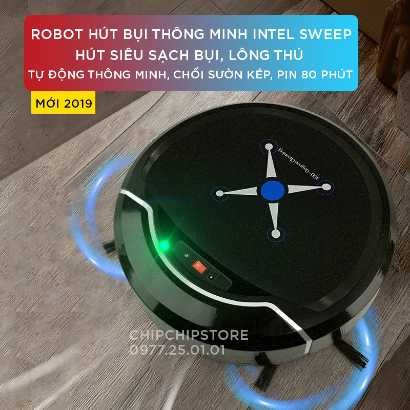 (CAO CẤP) Robot Hút Bụi Thông Minh Đa Năng IntelSweep - Hút Cực Mạnh, Hút Lông Chó Mèo, Siêu Sạch, Pin Lâu, Ít Ồn