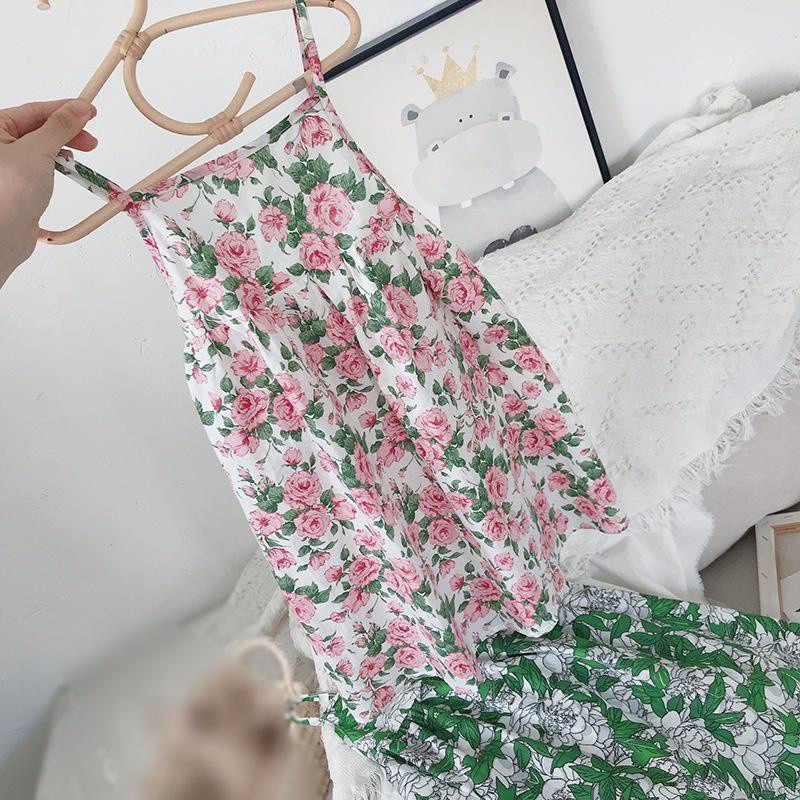 Đầm hai dây hở lưng in hoa thời trang dành cho bé gái từ 1-6 tuổi
