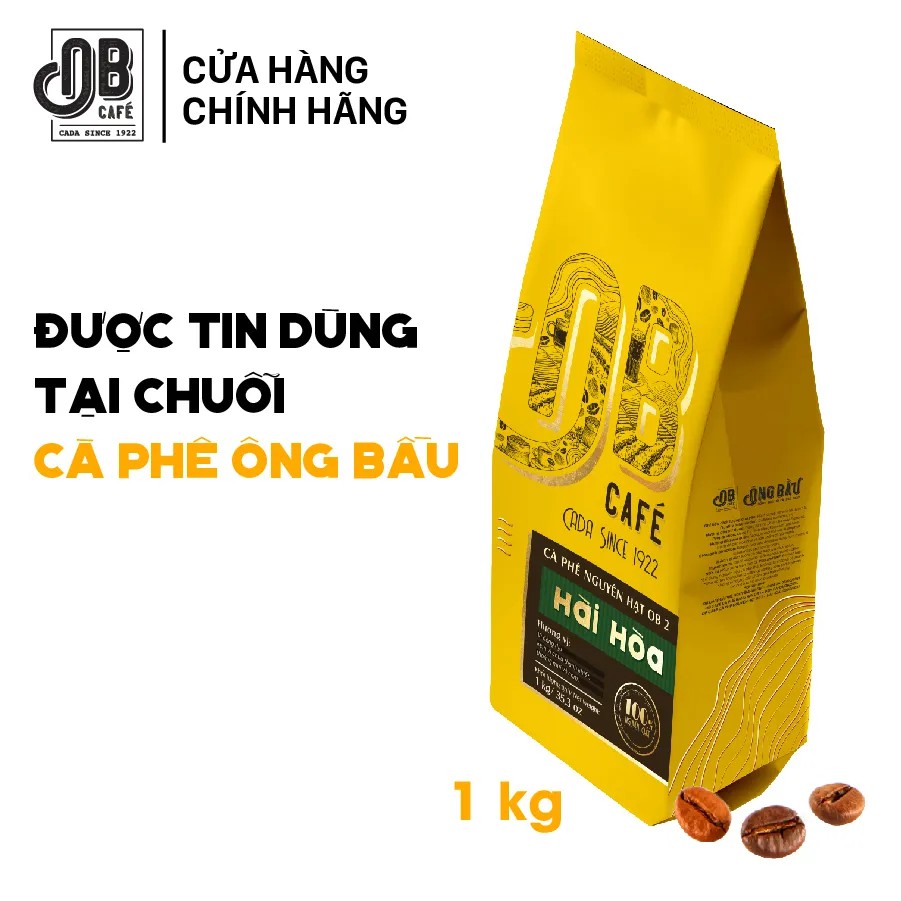 Ông Bầu Cà Phê Nguyên Hạt OB2 Hài Hòa Túi 1kg