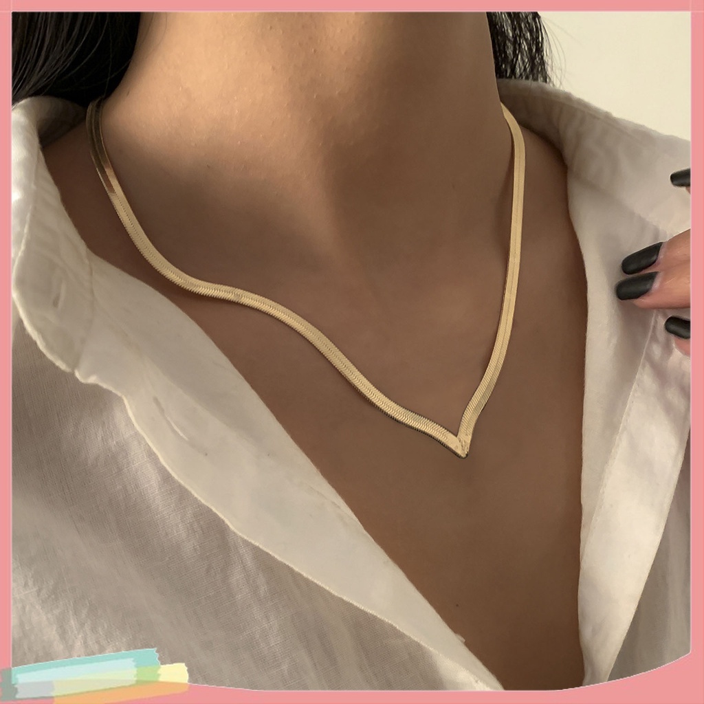 Vòng Cổ Choker Dạng Chuỗi Rắn Mặt Chữ V Trọng Lượng Nhẹ Phong Cách Hip Hop