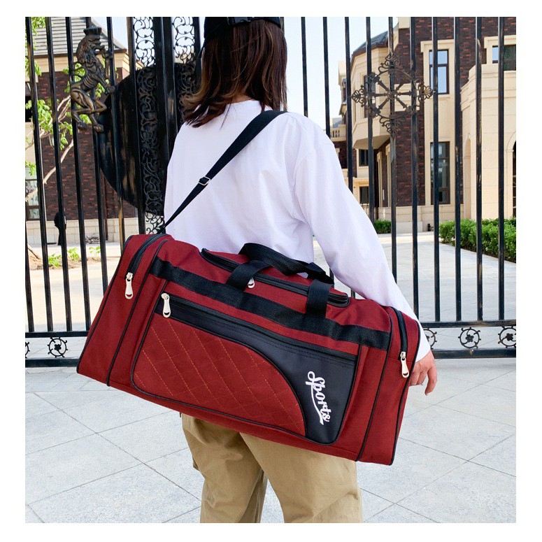 Túi du lịch dạng túi trống T93 60x28x23cm đựng đồ hành lý vali (Đỏ-Đen-Xanh dương-Xám)