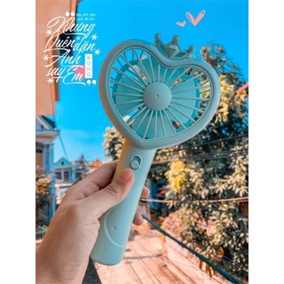Quạt mini cầm tay trái tim có đèn - ảnh chụp thật