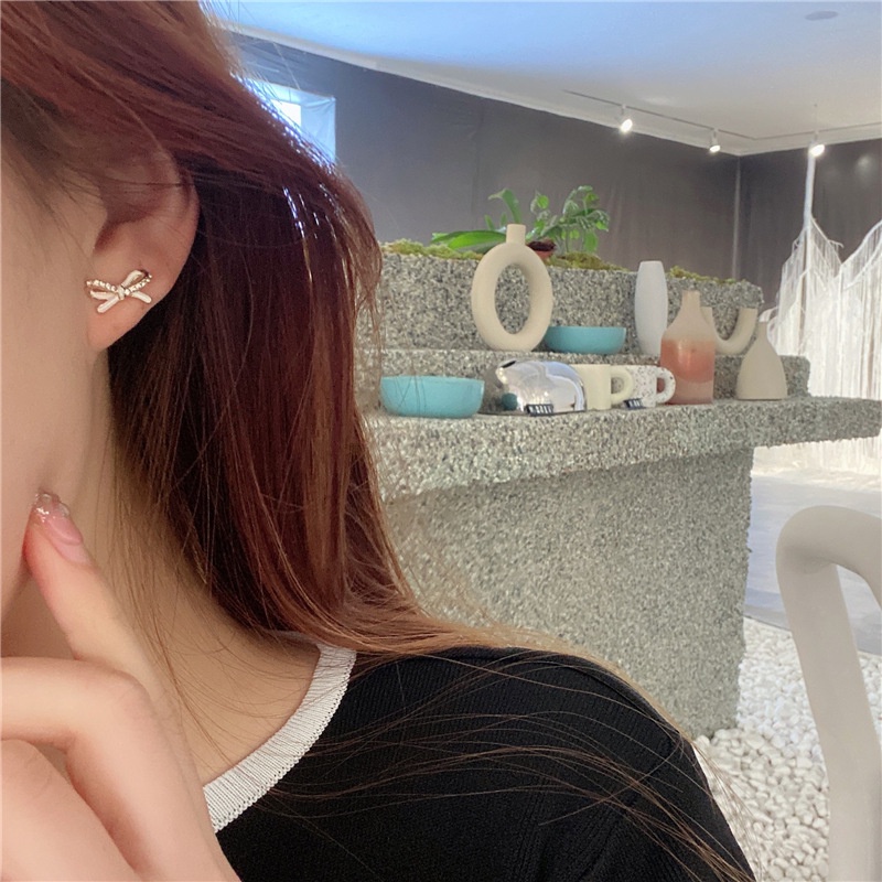 Bông Tai Hình Nơ Bằng Bạc S925 Phong Cách Hàn Quốc Sang Trọng Cho Nữ