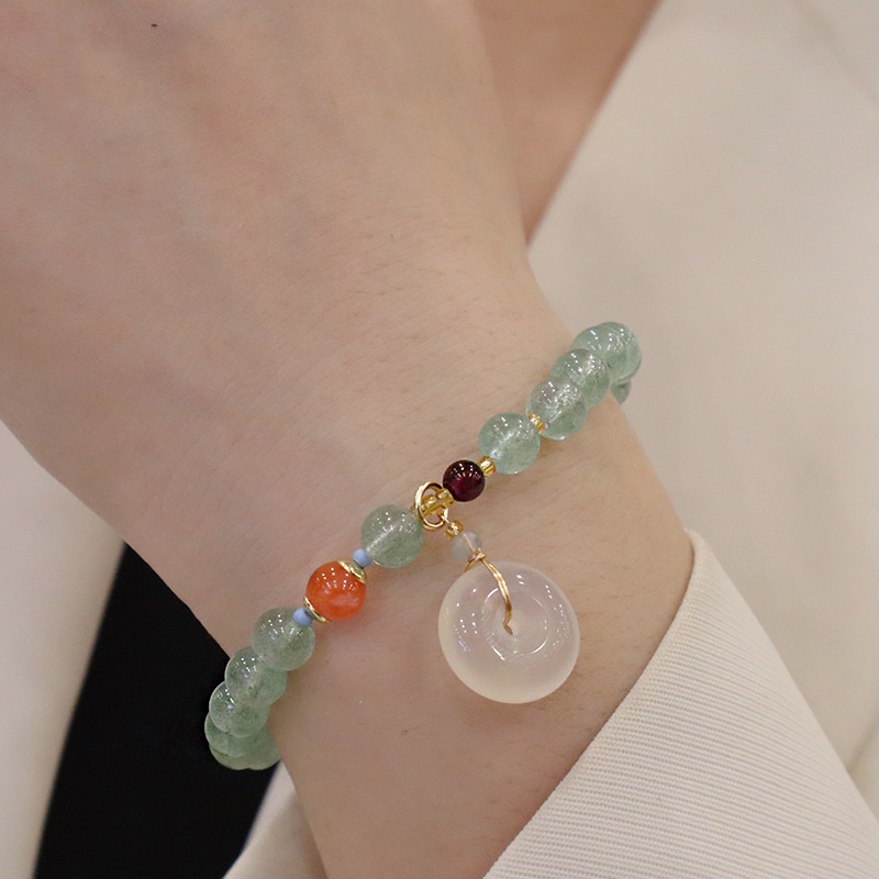 [Hàng Mới] Vòng Tay Co Dãn Đính Hạt Pha Lê Xanh Lá