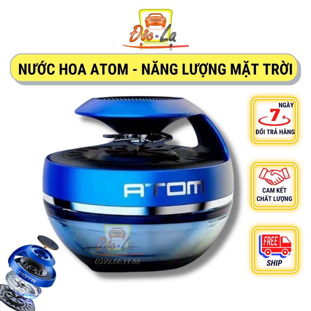 Nước Hoa Ô Tô, Nước Hoa Atom Cao Cấp Chạy năng lượng Mặt Trời xoay quạt tỏa hương khắp nội thất xe