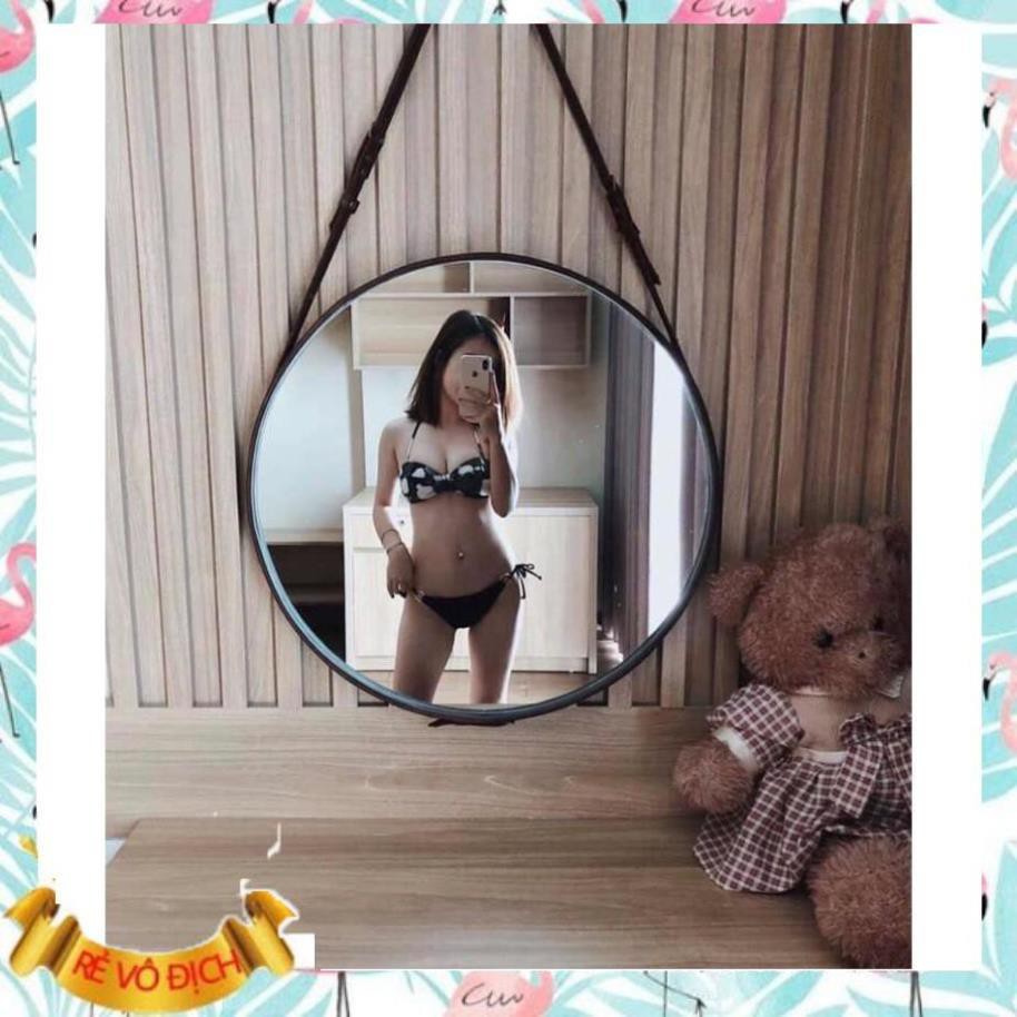 Gương Tròn Treo Tường Viền Dây Da Cao Cấp, Bảo Hành Gãy Vỡ Đổi Mới 100% , Mirror 360