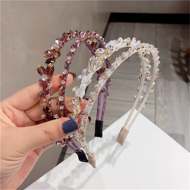 Băng Đô Cài Tóc Đính Đá Pha Lê Cao Cấp Sang Trọng Phong Cách Hàn Quốc