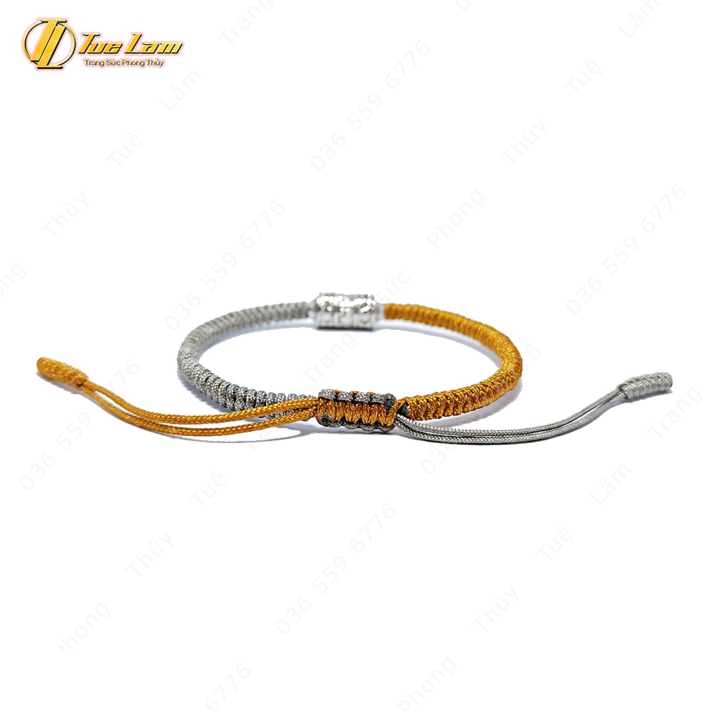 Vòng Tay Chỉ Bện Handmade Charm Ống Trụ Khắc Tiếng Phạn - Tuệ Lâm