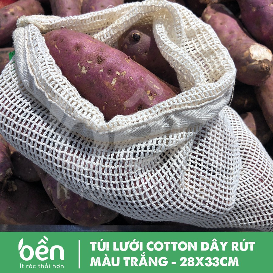 TÚI LƯỚI DÂY RÚT COTTON - MÀU TRẮNG