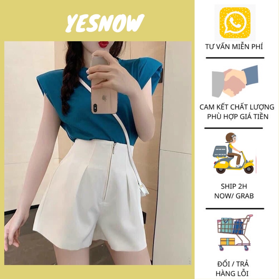 Quần short nữ khóa trước siêu hot, quần short chất tuyết mưa - 3 mầu trắng, den, nâu