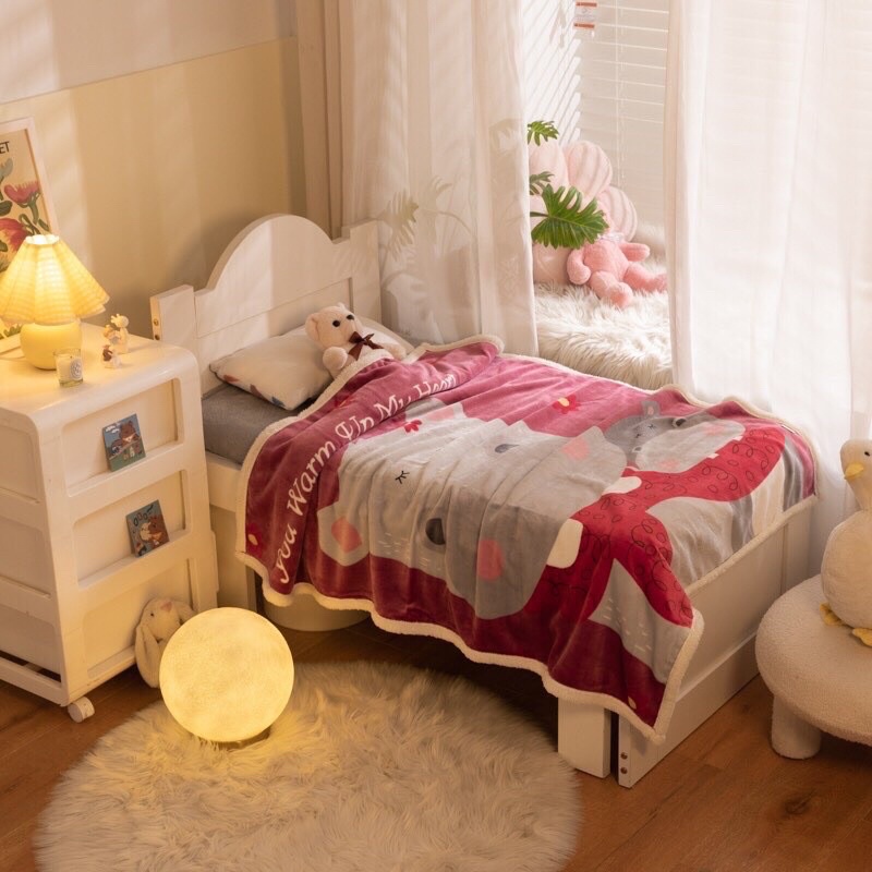 [Chọn mẫu]Chăn Lông Cừu 2 Lớp Cho Bé Loại Dày