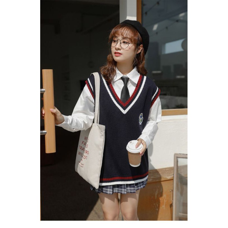 Áo len gile đồng phục nữ sinh Hàn quốc