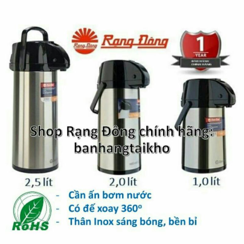 Phích nước Rạng Đông cao cấp 2,5 lít,Phích Cà Phê inox