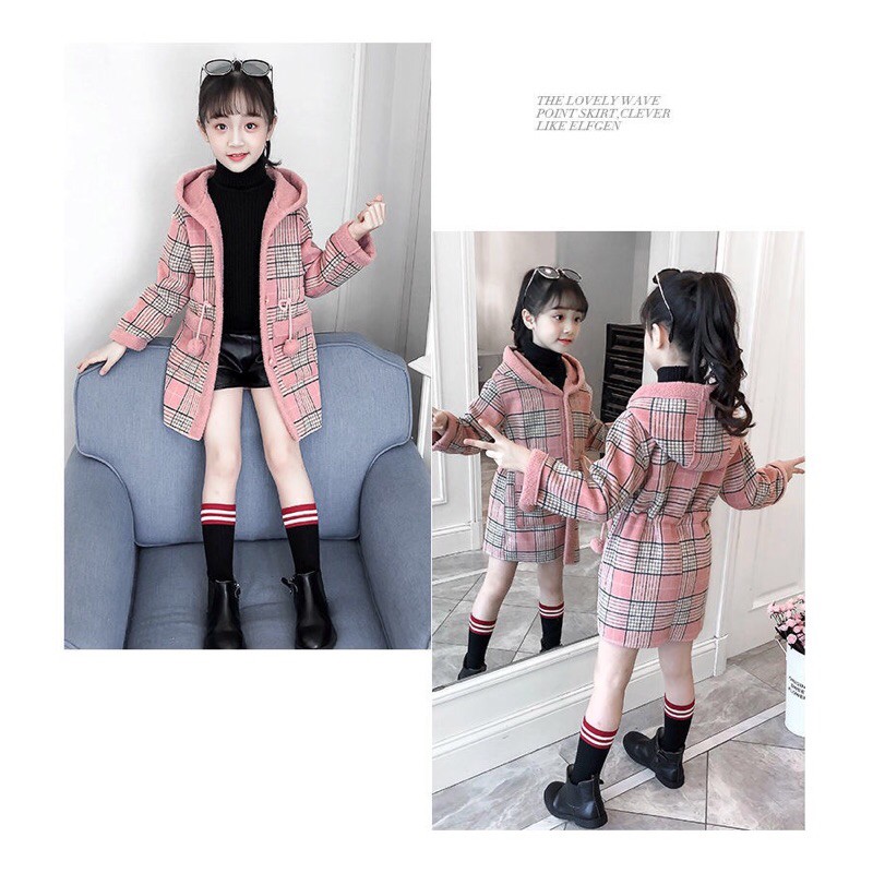 Áo dạ lót lông cho bé gái cao từ 95-160cm 15-47kg